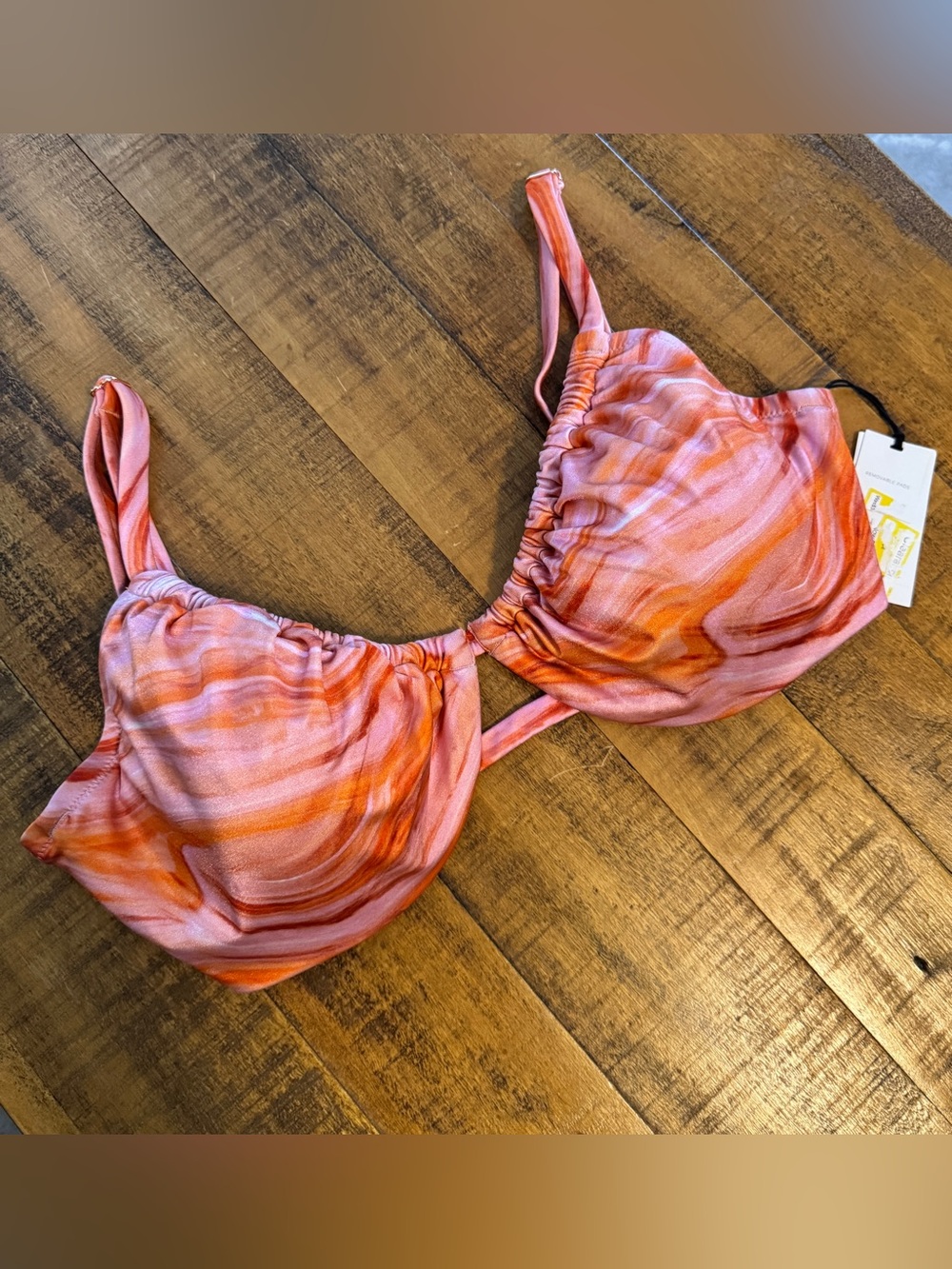 Shade & Shore Pink and Orange Swirl Bikini Top
